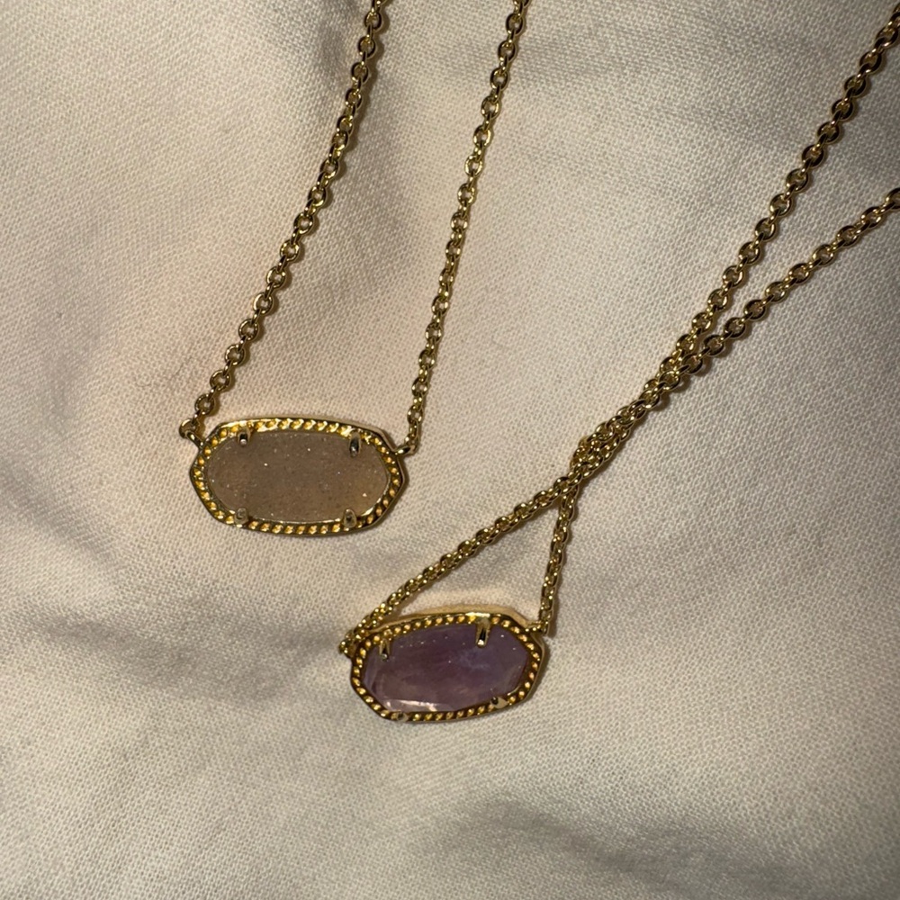 Kendra Scott Gold Necklace with Purple and crystal Pendants (sold together)